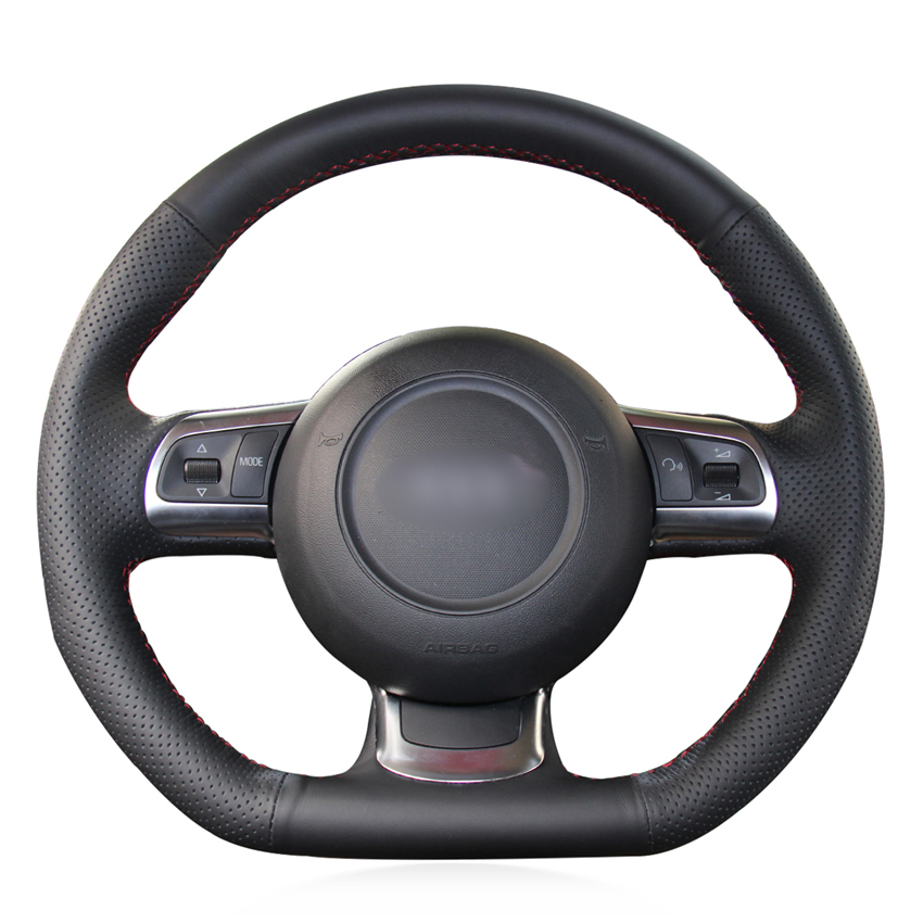 Loncky Auto Custom Fit OEM Black Genuine Leather Car Steering Wheel